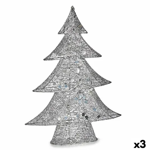 Figura Decorativa Árvore de Natal Metal Prateado 12 x 59,5 x 48,5 cm (3 Unidades)