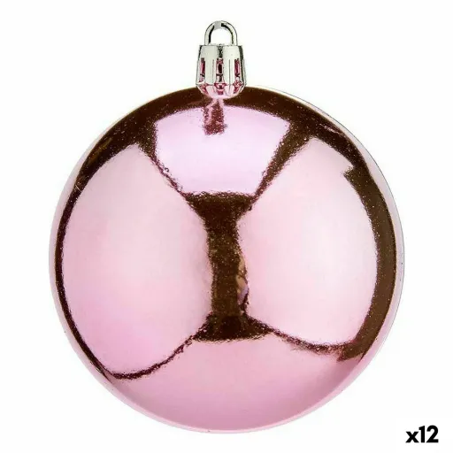 Conjunto de Bolas de Natal Cor de Rosa Plástico 8 x 9 x 8 cm (12 Unidades)