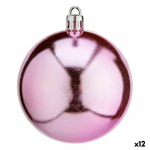 Conjunto de Bolas de Natal Cor de Rosa Plástico Ø 7 cm (12 Unidades)