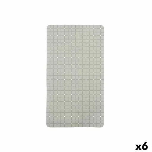 Tapete Antiderrapante para Duche Quadros Cinzento PVC 67,7 x 38,5 x 0,7 cm (6 Unidades)