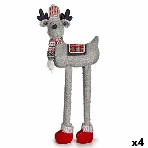 Figura Decorativa Rena de Natal Vermelho Cinzento 23 x 55 x 49 cm (4 Unidades)