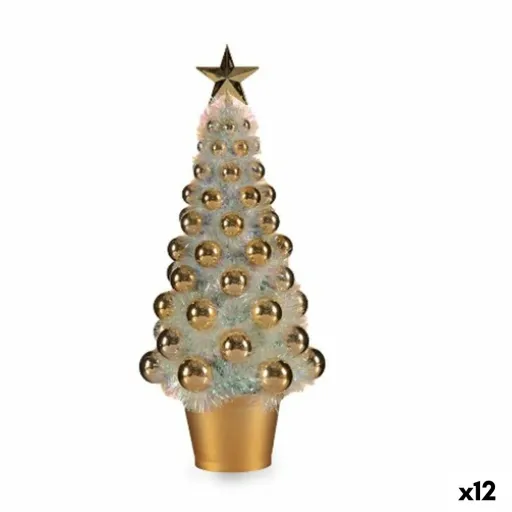 Figura Decorativa Árvore de Natal Dourado Polipropileno PET 16 x 37,5 x 16 cm (12 Unidades)