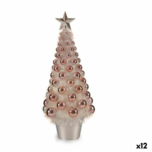 Figura Decorativa Árvore de Natal Cor de Rosa Polipropileno PET 21,5 x 51 x 21,5 cm (12 Unidades)