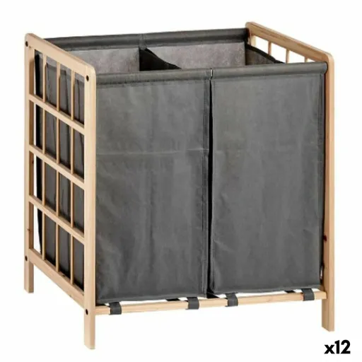 Cesto de Roupa Suja Castanho Cinzento Madeira 30 L x 2 33 x 60 x 59,5 cm (12 Unidades)