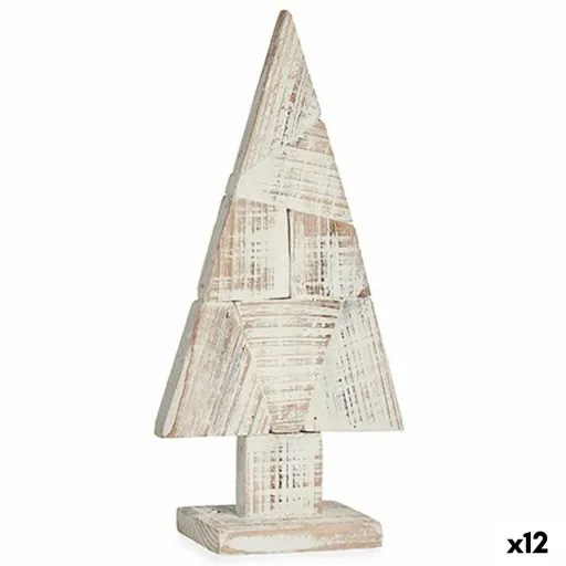 Figura Decorativa Árvore de Natal Branco Natural Madeira 9 x 41,5 x 20 cm (12 Unidades)