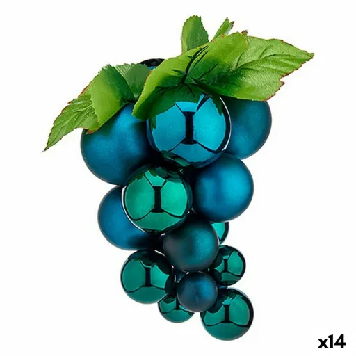 Bola de Natal Uvas Mini Azul Plástico 15 x 15 x 20 cm (14 Unidades)