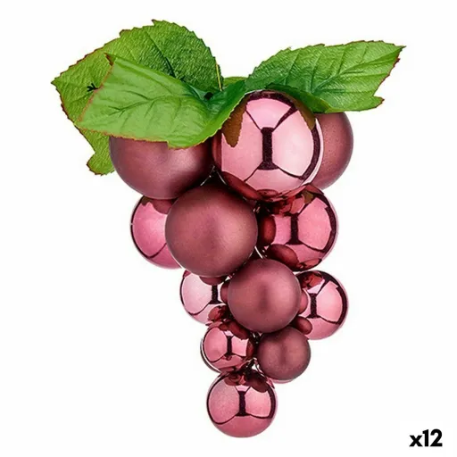 Bola de Natal Uvas Médio Cor de Rosa Plástico 18 x 18 x 28 cm (12 Unidades)