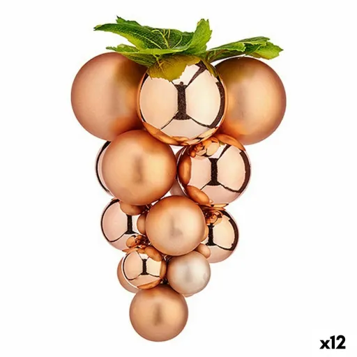 Bola de Natal Uvas Médio Cobre Plástico 19 x 28 x 19 cm (12 Unidades)