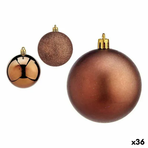 Conjunto de Bolas de Natal Castanho Plástico Ø 7 cm (36 Unidades)