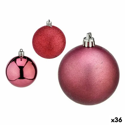 Conjunto de Bolas de Natal Cor de Rosa Plástico Ø 7 cm (36 Unidades)