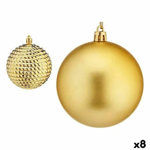 Conjunto de Bolas de Natal Dourado Plástico 8 x 9 x 8 cm (8 Unidades)