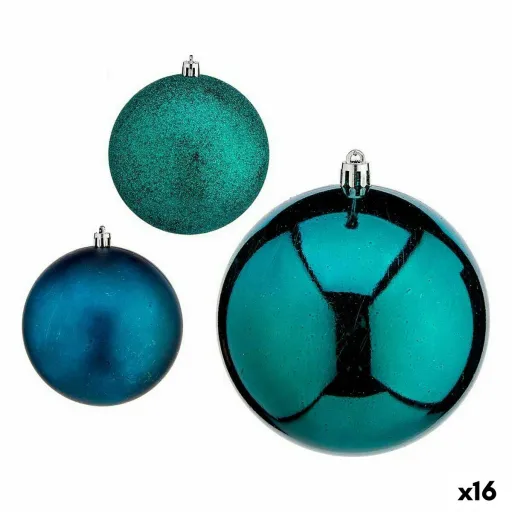 Conjunto de Bolas de Natal Azul Plástico 10 x 11 x 10 cm (16 Unidades)