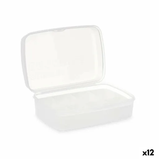 Caixa com Compartimentos Branco Transparente Plástico 21,5 x 8,5 x 15 cm (12 Unidades)