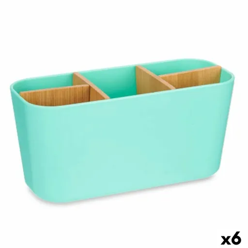 Suporte para a Escova de Dentes Verde Bambu Polipropileno 21 x 10 x 9 cm (6 Unidades)