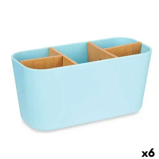 Suporte para a Escova de Dentes Azul Bambu Polipropileno 21 x 10 x 9 cm (6 Unidades)