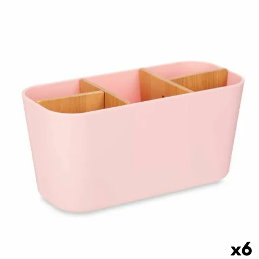 Suporte para a Escova de Dentes Cor de Rosa Bambu Polipropileno 21 x 10 x 9 cm (6 Unidades)