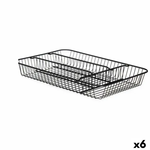 Organizador de Talheres Preto Metal 26 x 4,7 x 35,5 cm (6 Unidades)