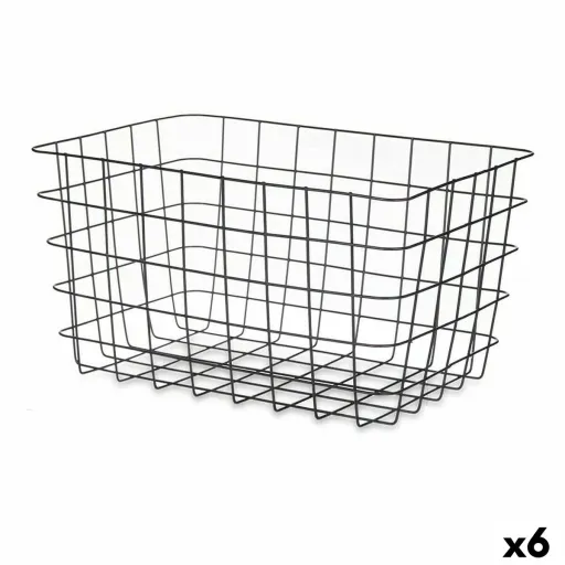 Cesta Multiusos Preto Metal 38,5 x 20,5 x 28 cm Retangular (6 Unidades)