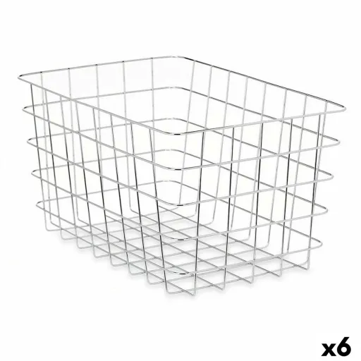 Cesta Multiusos Prateado Metal 38 x 21 x 26 cm Retangular (6 Unidades)