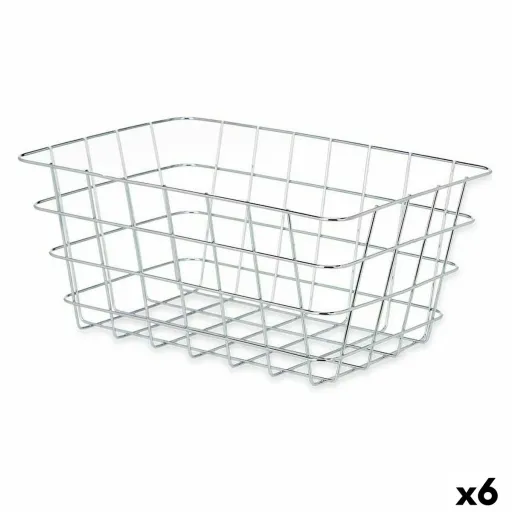 Cesta Multiusos Prateado Metal 31 x 14 x 21 cm Retangular (6 Unidades)