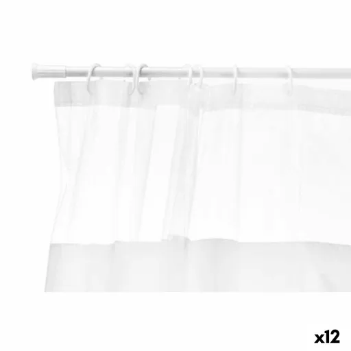 Cortina de Duche 180 x 180 cm Transparente Branco Plástico PEVA (12 Unidades)