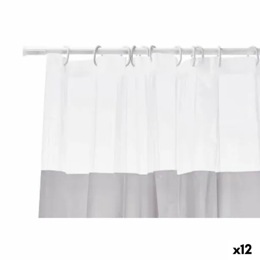 Cortina de Duche Transparente 180 x 180 cm Cinzento Plástico PEVA (12 Unidades)