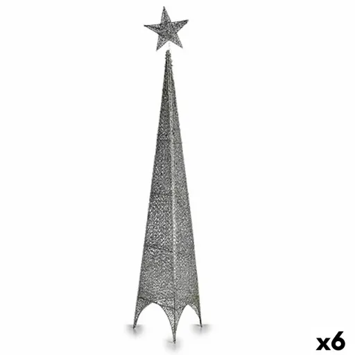 Árvore de Natal Torre Estrela Prateado Metal Plástico 28 x 127 x 28 cm (6 Unidades)