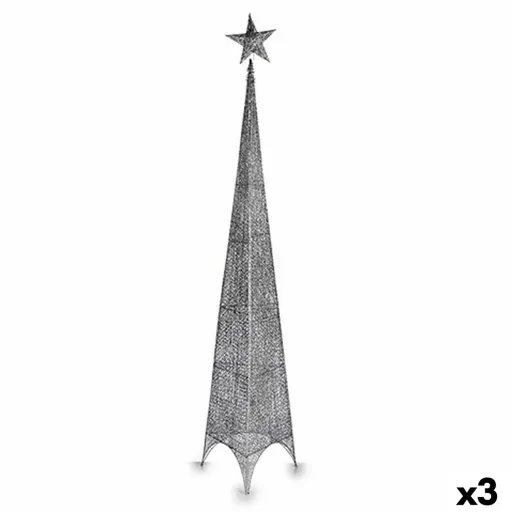 Árvore de Natal Estrela Torre Prateado Metal Plástico 42 x 218 x 42 cm (3 Unidades)