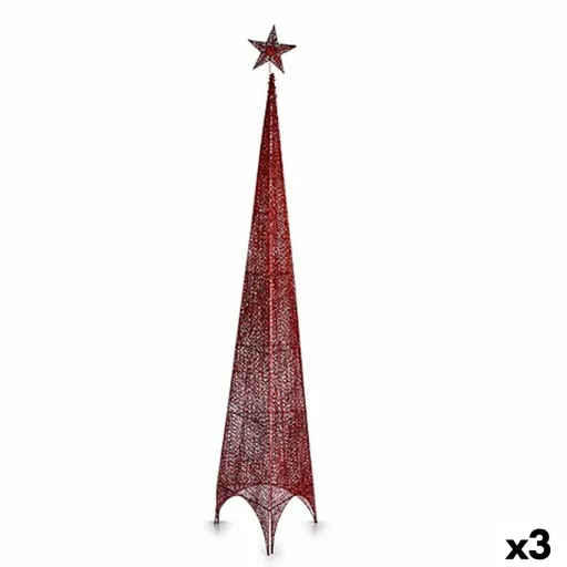 Árvore de Natal Torre Vermelho Metal Plástico 42 x 218 x 42 cm (3 Unidades)