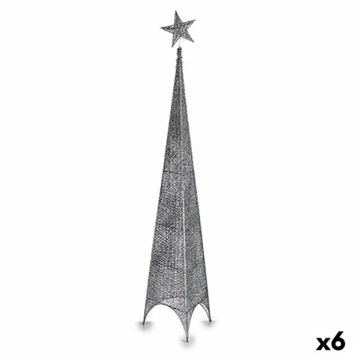 Árvore de Natal Torre Estrela Prateado Metal Plástico 34 x 154 x 34 cm (6 Unidades)