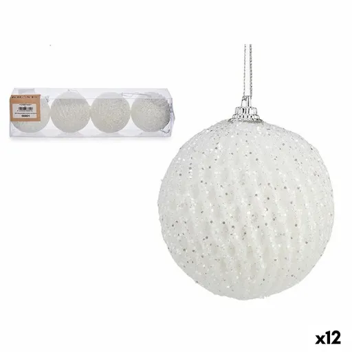 Conjunto de Bolas de Natal Branco Poliestireno (12 Unidades)