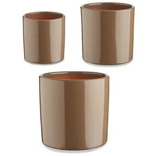 Conjunto de Vasos Ø 14 cm Ø 22 cm Ø 17 cm Cilindro 3 Peças Taupe