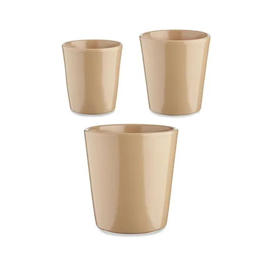 Conjunto de Vasos Ø 14 cm Ø 22 cm Ø 17 cm Cónica 3 Peças Bege