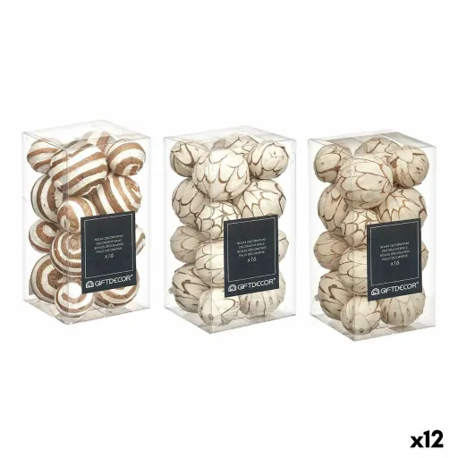 Conjunto de Bolas Decorativas Castanho Branco (12 Unidades)