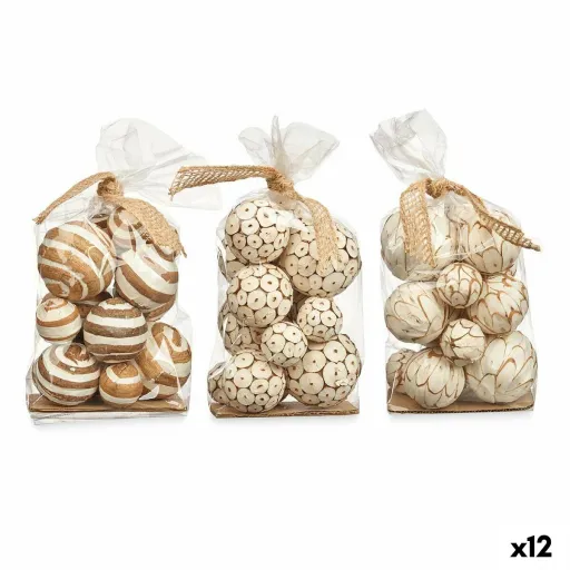 Conjunto de Bolas Decorativas Branco Castanho (12 Unidades)