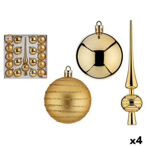 Conjunto de Decorações de Natal Dourado PVC (4 Unidades)