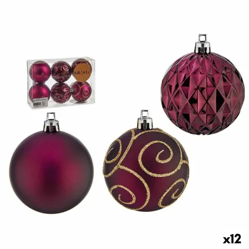 Conjunto de Bolas de Natal Roxo Plástico Ø 6 cm (12 Unidades)