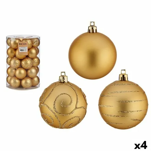 Conjunto de Bolas de Natal Dourado PVC Ø 6 cm (4 Unidades)