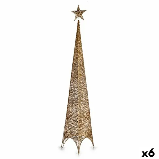 Árvore de Natal Estrela Torre Dourado Metal Plástico 34 x 154 x 34 cm (6 Unidades)