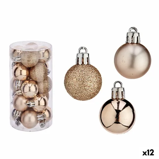 Conjunto de Bolas de Natal Champagne Plástico 3 x 4 x 3 cm (12 Unidades)