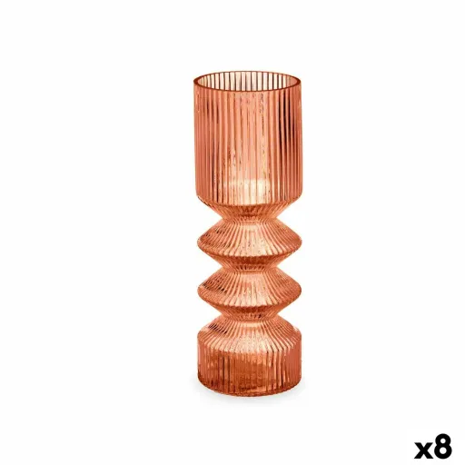 Vaso Riscas Laranja Cristal 8 x 23 x 8 cm (8 Unidades)