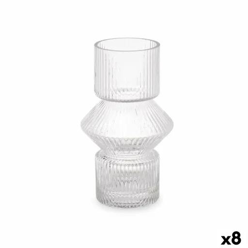 Vaso Riscas Transparente Cristal 9,5 x 16,5 x 9,5 cm (8 Unidades)