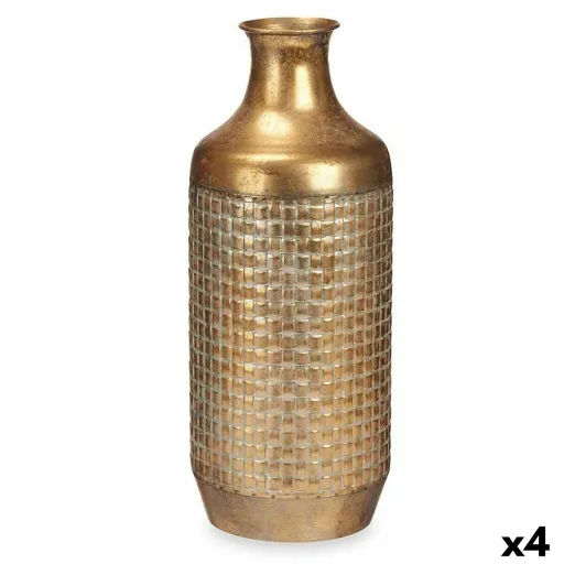 Vaso Dourado Metal 16 x 42 x 16 cm (4 Unidades) Com Relevo