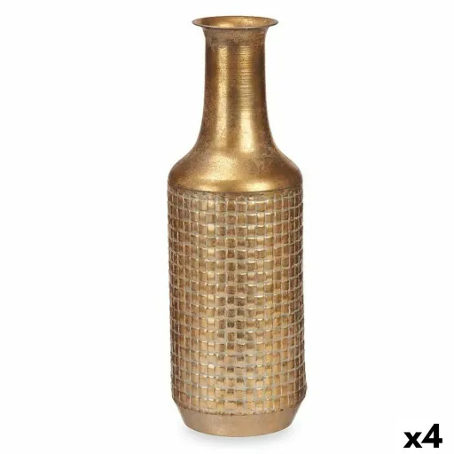 Vaso Dourado Metal 14 x 46 x 14 cm (4 Unidades) Com Relevo