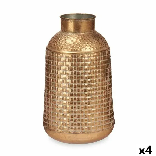 Vaso Dourado Metal 22,5 x 39,5 x 22,5 cm (4 Unidades) Com Relevo