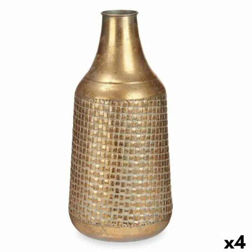 Vaso Dourado Metal 21 x 44 x 21 cm (4 Unidades) Com Relevo