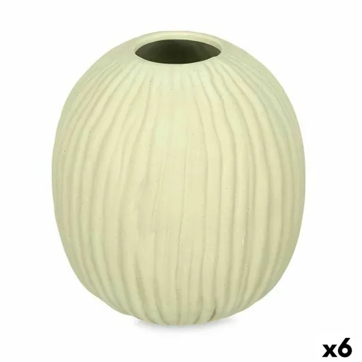 Vaso Verde Dolomite 15 x 18 x 15 cm (6 Unidades) Esfera Riscas