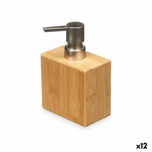 Dispensador de Sabão Prateado Bambu Plástico 9,7 x 15 x 5,8 cm (12 Unidades)