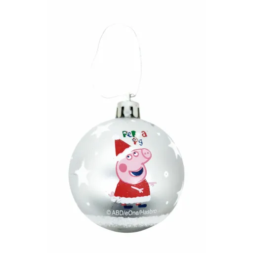 Bola de Natal Peppa Pig Cosy Corner Prateado 6 Unidades Plástico (Ø 8 cm)