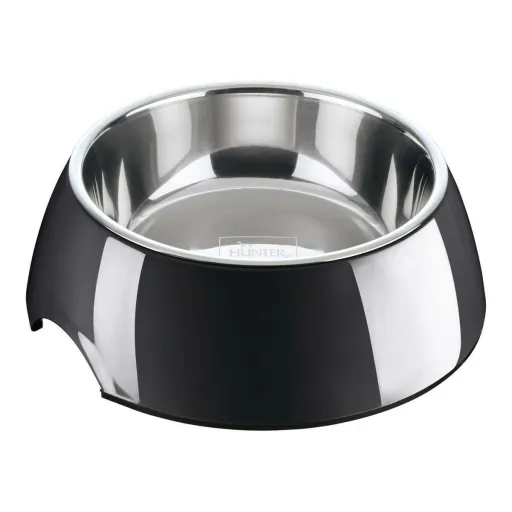 Comedouro para Cão Hunter Melamina Aço Inoxidável Preto 350 ml (18,5 x 18,5 x 9,5 cm)